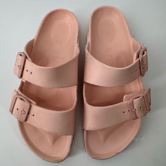 Birkenstock Women’s Light Pink Arizona Eva Double Strap Slip On Rubber Sandals - Picture 2 of 4